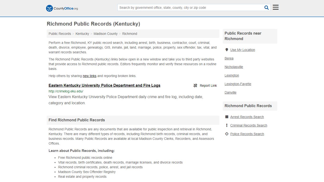 Public Records - Richmond, KY (Business, Criminal, GIS, Property ...