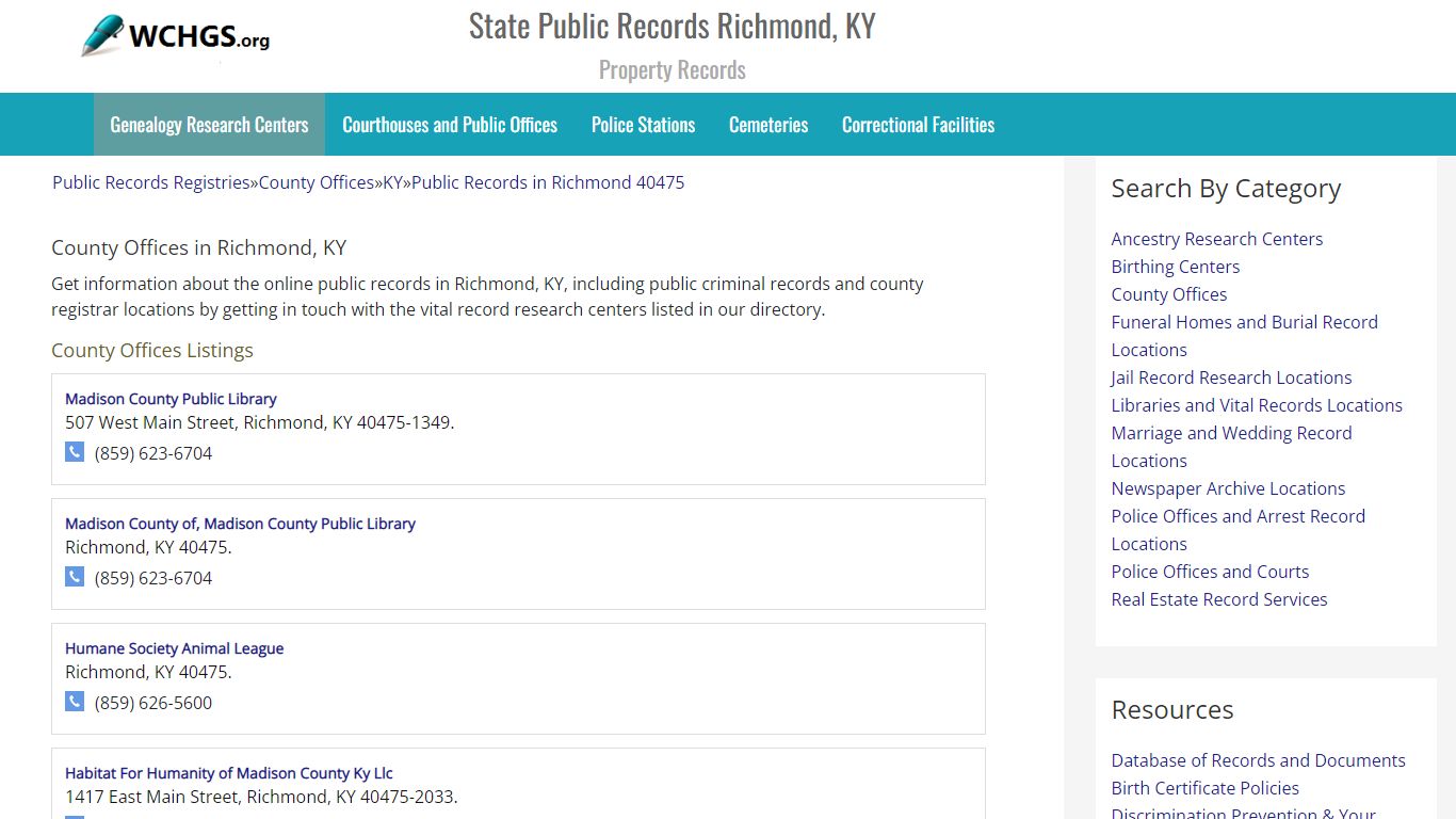 State Public Records Richmond, KY - Property Records - WCHGS.org